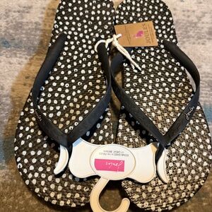 Joules Monochrome Polka Dot Flip Flops Size 7